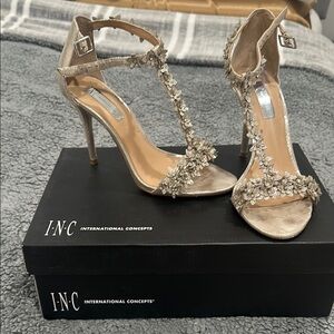 INC International Concepts Silver Stiletto Heels